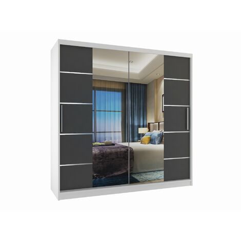 Schiebeschrank Belini 200 cm Mit Schubladen mit Spiegel grau anthrazit graphit Hersteller