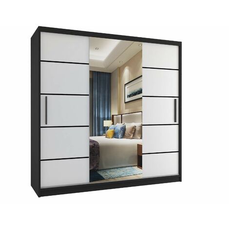 Schiebeschrank Belini 200 cm Mit Schubladen mit Spiegel weiß matt Hersteller