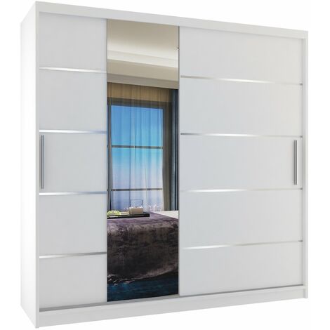 Schiebeschrank Belini 200 cm Mit Schubladen mit Spiegel weiß matt Hersteller