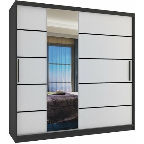 Schiebeschrank Belini 200 cm Mit Schubladen mit Spiegel weiß matt Hersteller