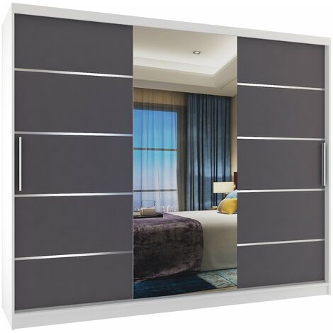Schiebeschrank Belini 232 cm Mit Schubladen mit Spiegel grau anthrazit graphit Hersteller