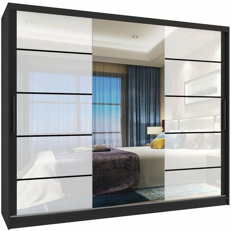 Schiebeschrank Belini 232 cm Mit Schubladen mit Spiegel weiß glänzend Hersteller