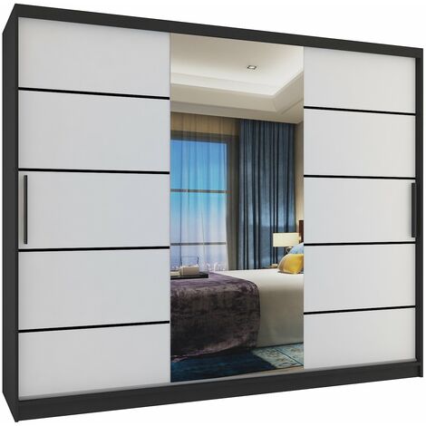 Schiebeschrank Belini 232 cm Mit Schubladen mit Spiegel weiß matt Hersteller