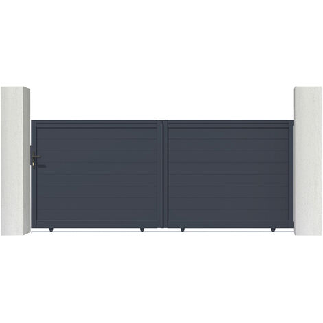 Schiebetor 3,5m EIGER 350 x 140 cm Aluminium Grau