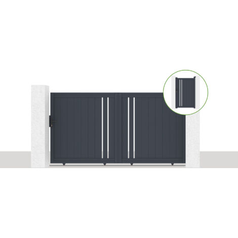 Schiebetor 3x1,6m GIONA + GIONA-Tor H.1,6m grau