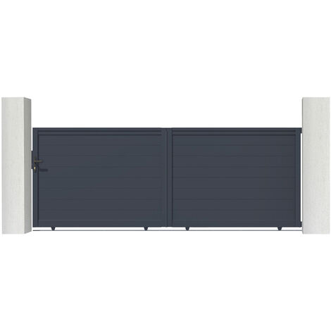 Schiebetor 4m EIGER 400 x 140 cm Aluminium Grau