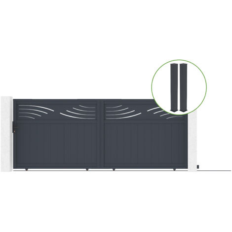 Schiebetor 4m HALTI H.160cm graues Aluminium + 2 Pfosten 20x20cm H.190cm