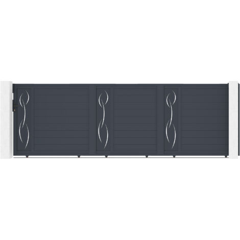 Schiebetor 5m LIFE H.160 graues Aluminium