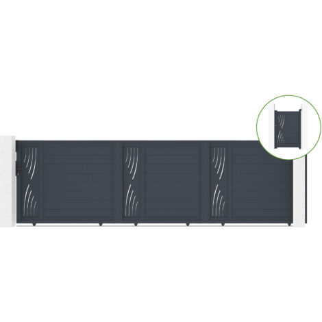 Schiebetor 5m VELETA H.140cm Aluminium + Tor VELETA H140 GRAU