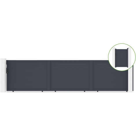 Schiebetor 6m EIGER H.140cm Aluminium + Tor EIGER H140 GRAU