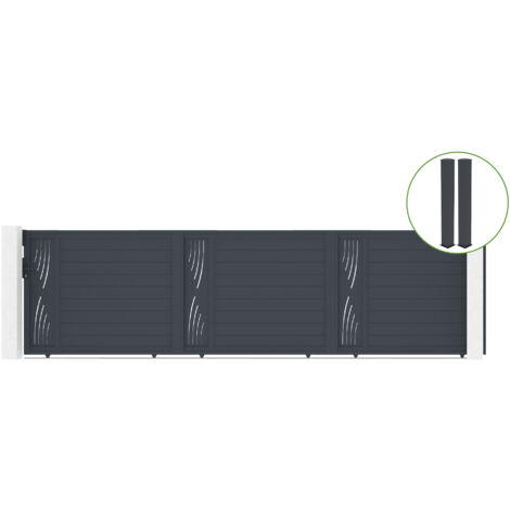 Schiebetor 6m VELETA H.160cm Aluminium + 2 EIFEL-Pfosten 20x20cm H.190cm GRAU