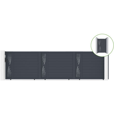 Schiebetor 6m VELETA H.160cm Aluminium + Tor VELETA H160 GRAU
