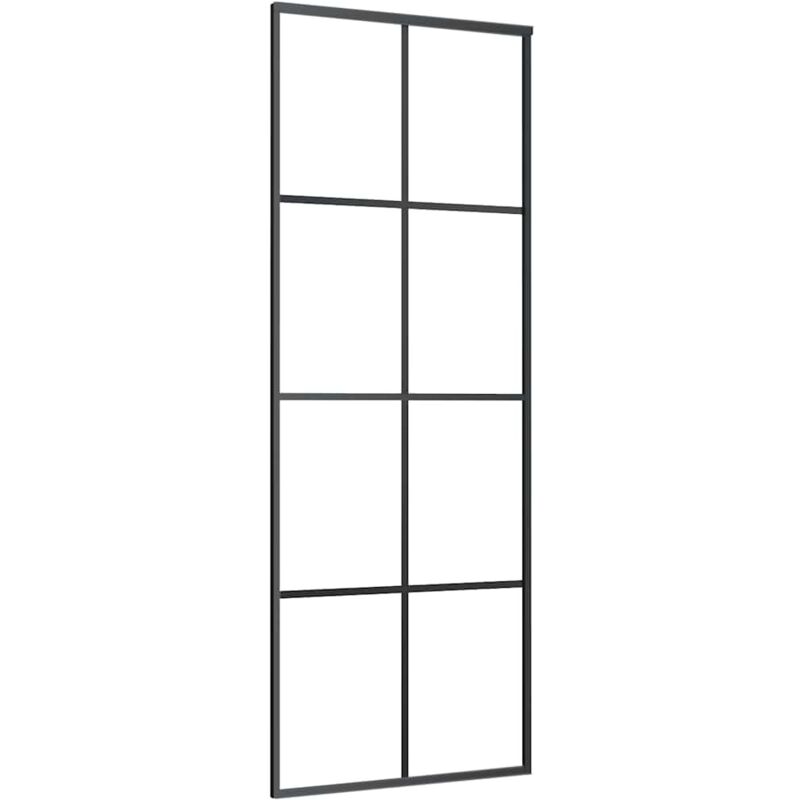 Schiebetür Schwarz 76x205 Cm Esg Glas Und Aluminium - Vidaxl