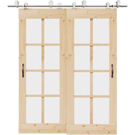 Schiebetür-Beschlagsatz 200 cm Edelstahl Silbern vidaXL