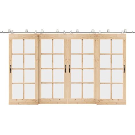 Schiebetür-Beschlagsatz 400 cm Edelstahl Silbern vidaXL