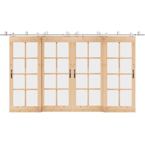Schiebetür-Beschlagsatz 400 cm Edelstahl Silbern vidaXL