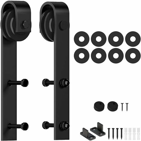 Schiebetür-Hardware-Schienen-Schiebetürsystem – nur Haken (geeignet für Plus-Hängeschienen) – Schwarz MINKUROW