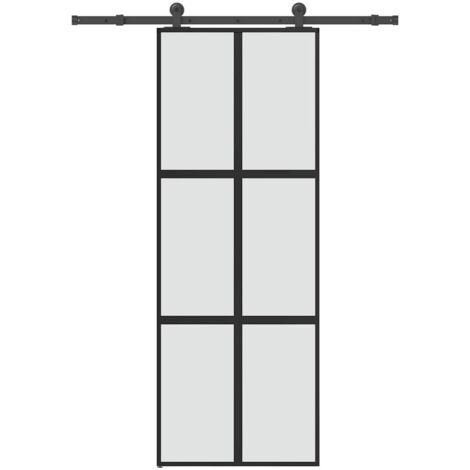 Schiebetür mit Beschlag 76x205 cm Hartglas & Aluminium vidaXL