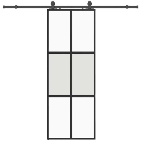 Schiebetür mit Beschlag Schwarz 76x205 cm Hartglas vidaXL
