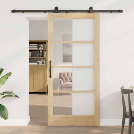 Schiebetür ORKDAL Braun 93 x 202 cm Holz und Metall vidaXL