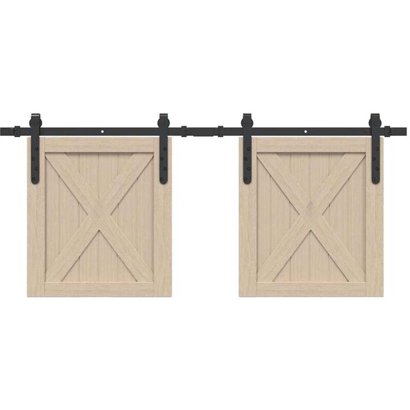 Vidaxl - Schiebetürbeschlag Set Für Schranktüren 122 Cm Karbonstahl