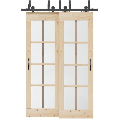 Schiebetürbeschlag-Set 152,5 cm Stahl Schwarz vidaXL
