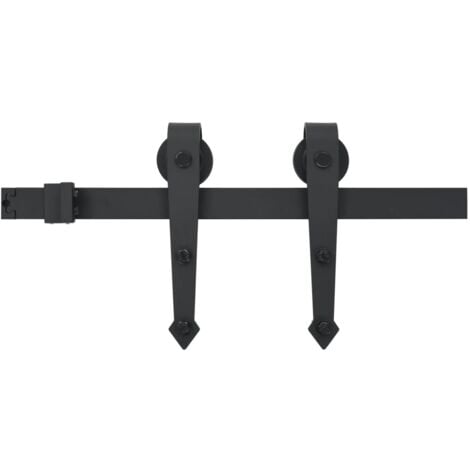 Schiebetürbeschlag-Set 200 cm Stahl Schwarz