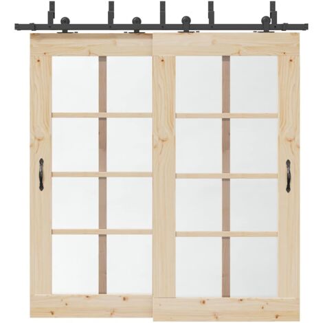 Schiebetürbeschlag-Set 213,5 cm Stahl Schwarz vidaXL469653