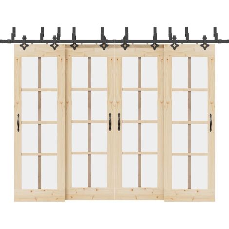 Schiebetürbeschlag-Set 305 cm Stahl Schwarz vidaXL