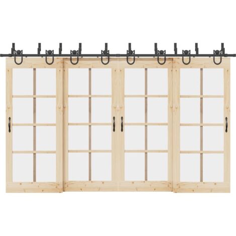 Schiebetürbeschlag-Set 366 cm Stahl Schwarz vidaXL