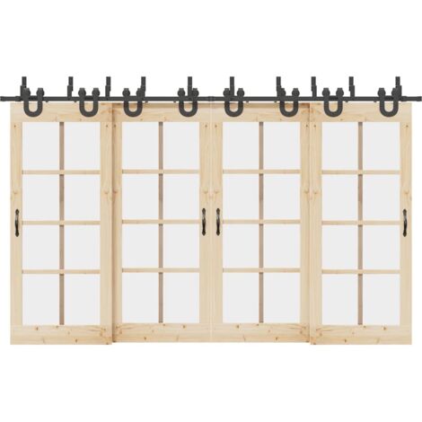 Schiebetürbeschlag-Set 366 cm Stahl Schwarz vidaXL
