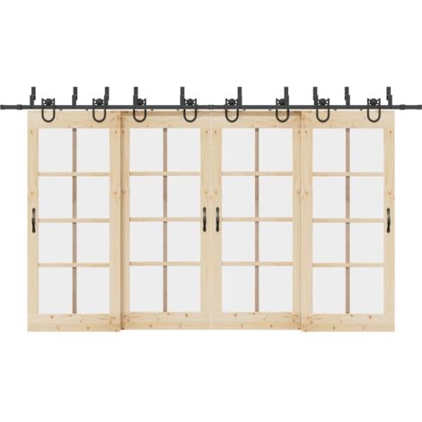 Schiebetürbeschlag-Set 400 cm Stahl Schwarz vidaXL