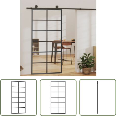 Schiebetürbeschlag - vidaXL Schiebetür ESG-Glas und Aluminium 90x205 cm Schwarz - Schiebetür Montage