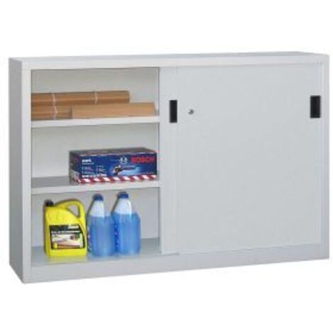 Schiebetürenschrank H1950xB2000xT500mm grau/blau 8 Fbd.m.Trennw.Vollblechtüren