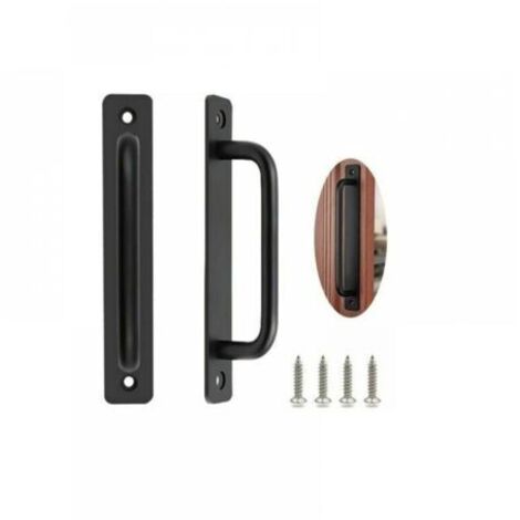 Schiebetürgriff 2 Stück Robuster Scheunentürgriff Schiebetürgriff Gartentorgriff Innen- und Außentürgriffe mit Schrauben, Schwarz/212mm