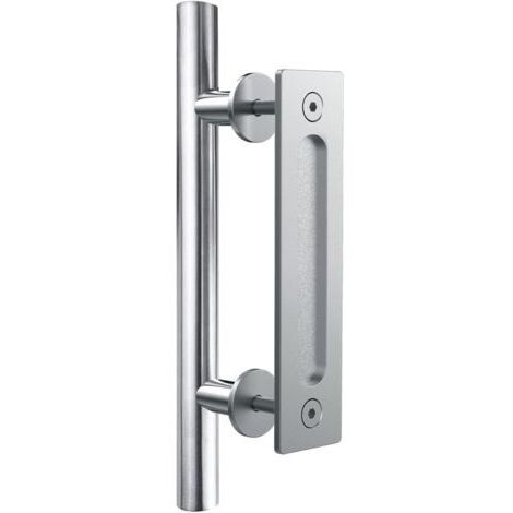Schiebetürgriff, Türgriff aus Edelstahl, doppelseitiger Griff, silberfarben, 24 cm