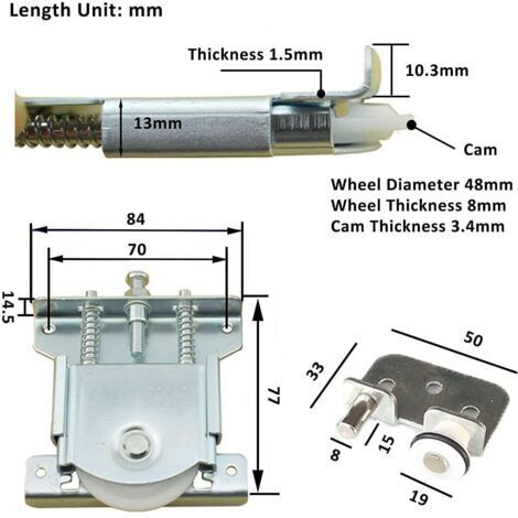 Schiebetürrolle für Kleiderschränke, Schiebetürrolle für Schränke, Schiebetür-Set für Kleiderschränke und Vitrinen, Ersatz-Türrolle, Tragfähigkeit 30 kg (4 Sets Kleiderschrankrollen)