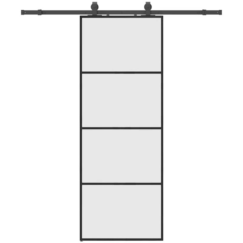 Schiebetür Mit Beschlag Schwarz 76x205 Cm Esg-glas Vidaxl