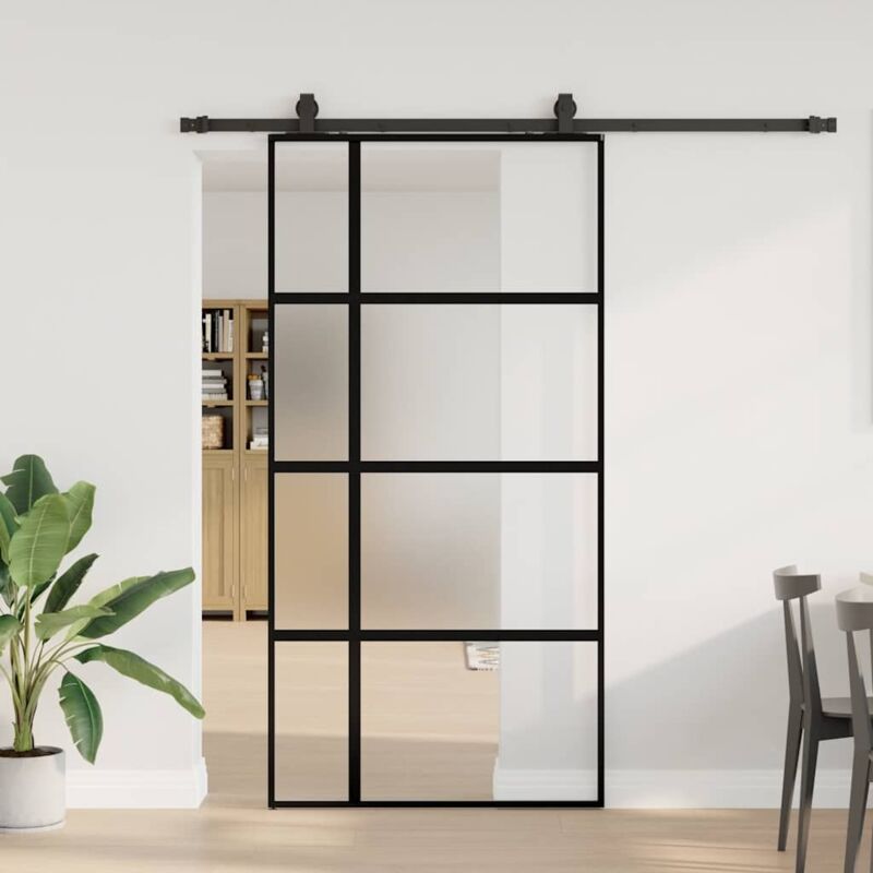 Schiebetür Mit Beschlag Schwarz 102, 5x205 Cm Hartglas Vidaxl