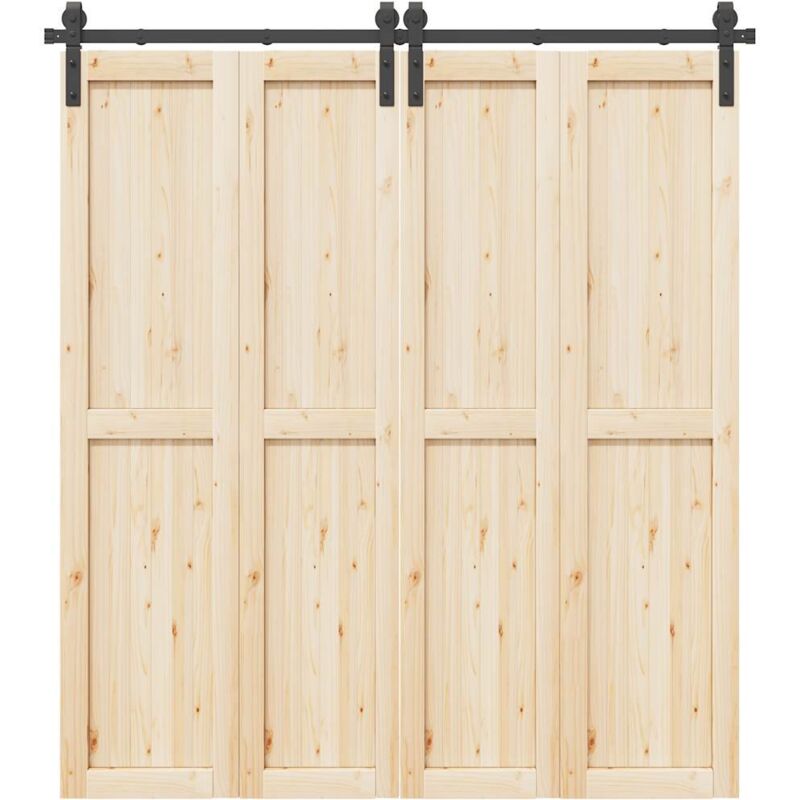 Schiebetürbeschlag-set 200 Cm Stahl Schwarz - Vidaxl