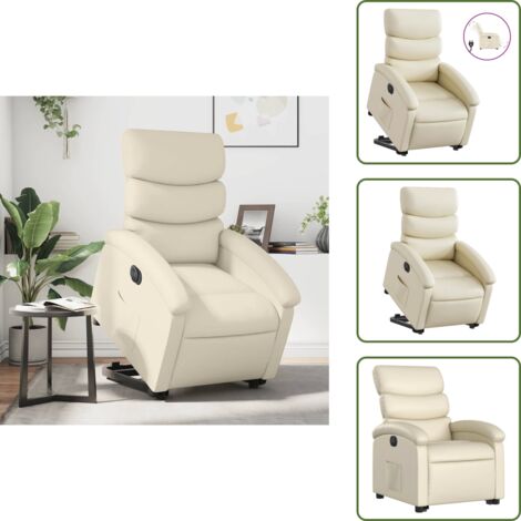 Schienale elettrico - vidaXL Poltrona Alzapersona Reclinabile Crema in Similpelle - Poggiapiedi elettrico