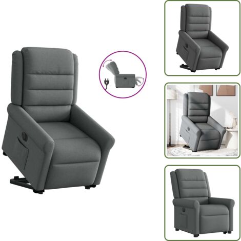 Schienale elettrico - vidaXL Poltrona Alzapersona Reclinabile Elettrica Grigio Scuro Tessuto - Poggiapiedi elettrico