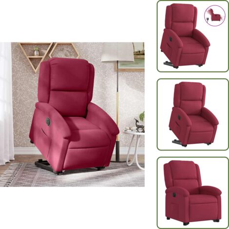 Schienale elettrico - vidaXL Poltrona Alzapersona Reclinabile Elettrica Rosso Vino Velluto - Poggiapiedi elettrico