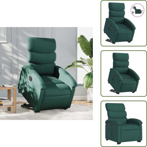 Schienale elettrico - vidaXL Poltrona Alzapersona Reclinabile Elettrica Verde Scuro Tessuto - Poggiapiedi elettrico