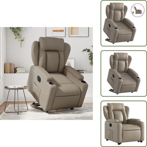 Schienale elettrico - vidaXL Poltrona Alzapersona Reclinante Elettrica Cappuccino Similpelle - Poggiapiedi elettrico