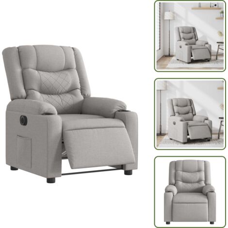 Schienale elettrico - vidaXL Poltrona Elettrica Reclinabile Grigio Nuvola in Tessuto - Poltrona con motore