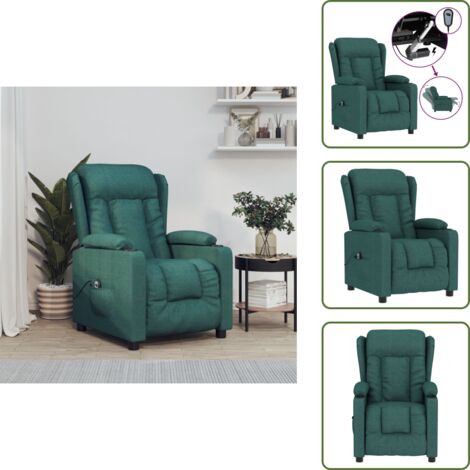 Schienale elettrico - vidaXL Poltrona Elettrica Reclinabile Verde Scuro in Tessuto - Poltrona con motore