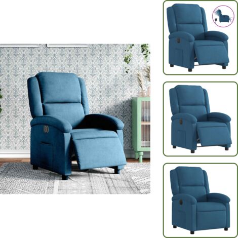 Schienale elettrico - vidaXL Poltrona Reclinabile Elettrica Blu in Velluto - Poltrona con motore