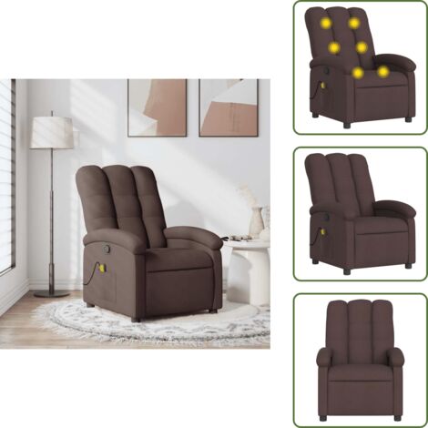 Schienale massaggiante - vidaXL Poltrona Massaggiante Reclinabile Marrone Scuro in Tessuto - Comfort ergonomico