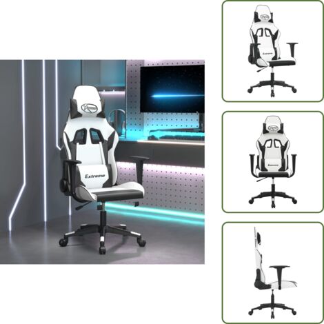 Schienale regolabile - vidaXL Sedia da Gaming Bianco e Nero in Similpelle - Altezza regolabile